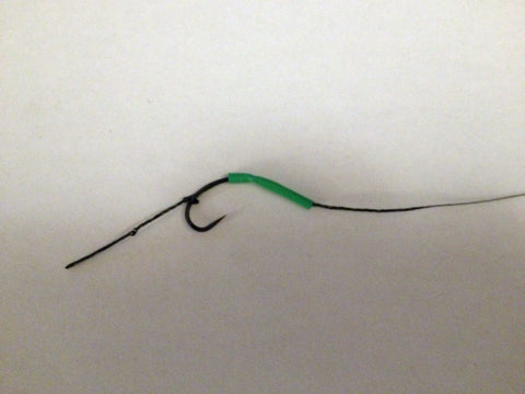 5 Blow Back Hair Rigs On Teflon Hooks Green Shrink Tube