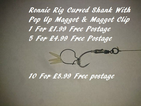 Ronnie Rigs Curved Shank With Maggot Clip On Teflon Hooks